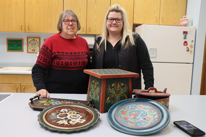 Joan Varty, master artist, and Jenny Lock, apprentice, both of Minot, ND, received a FY25 Folk and Traditional Arts Apprenticeship Program grant to teach/learn Norwegian Rosemaling