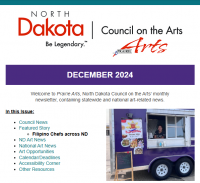 ND Council on the Arts December 2024 enews, screenshot of top