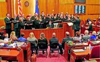 Legislative Chorus singing in the Senate Chambers in 2017